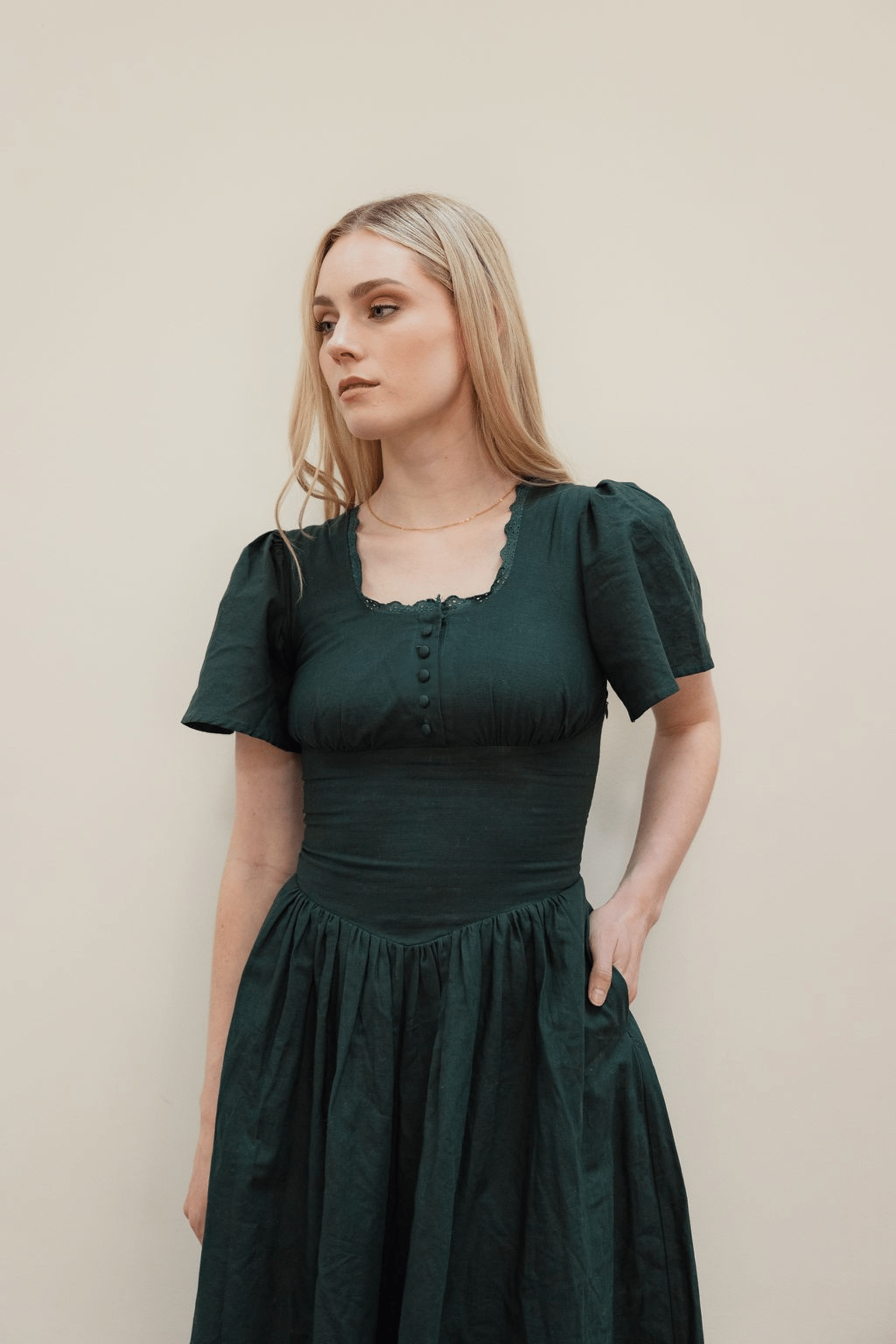 Hymn Dress in Forest | Green Cotton Dress
