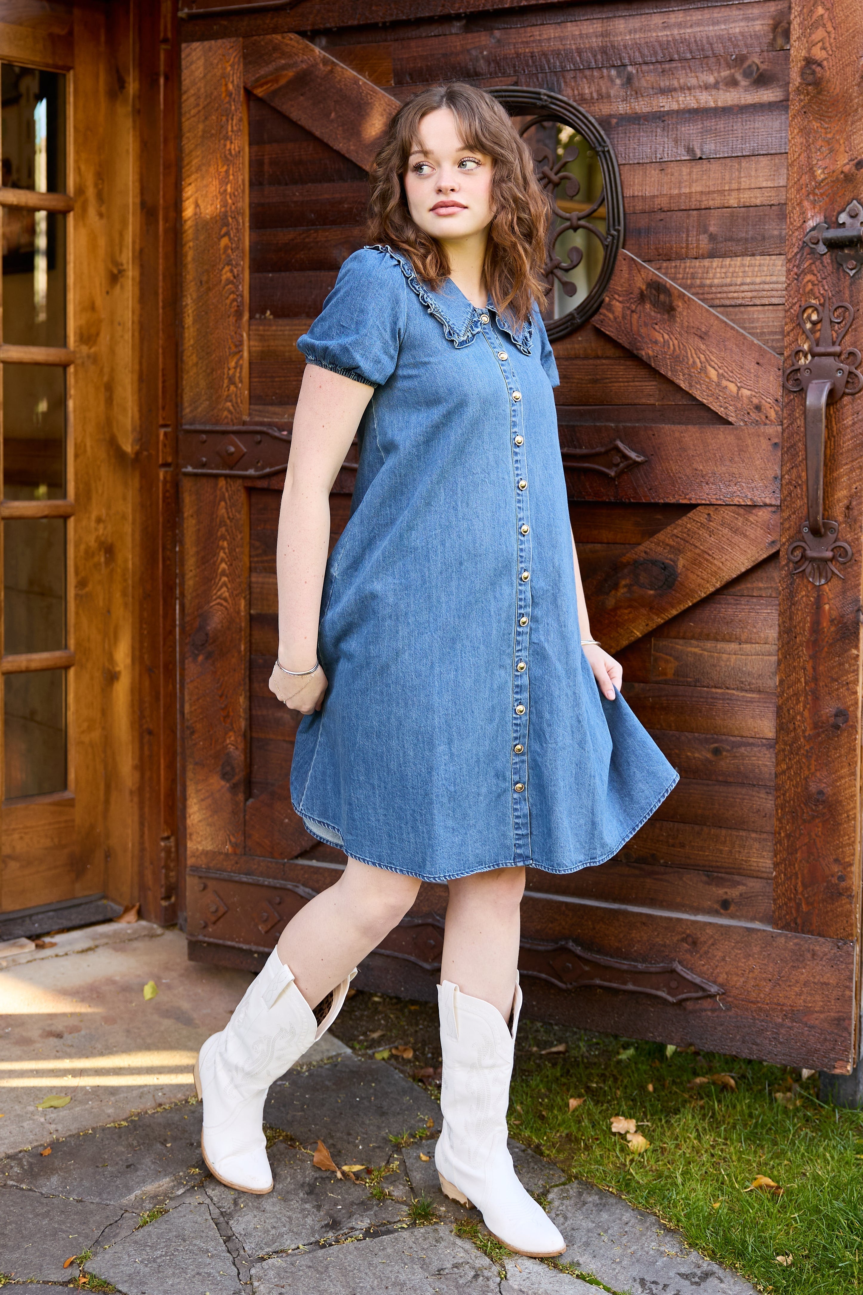 Prose Dress in Denim | Knee Length Babydoll Dress