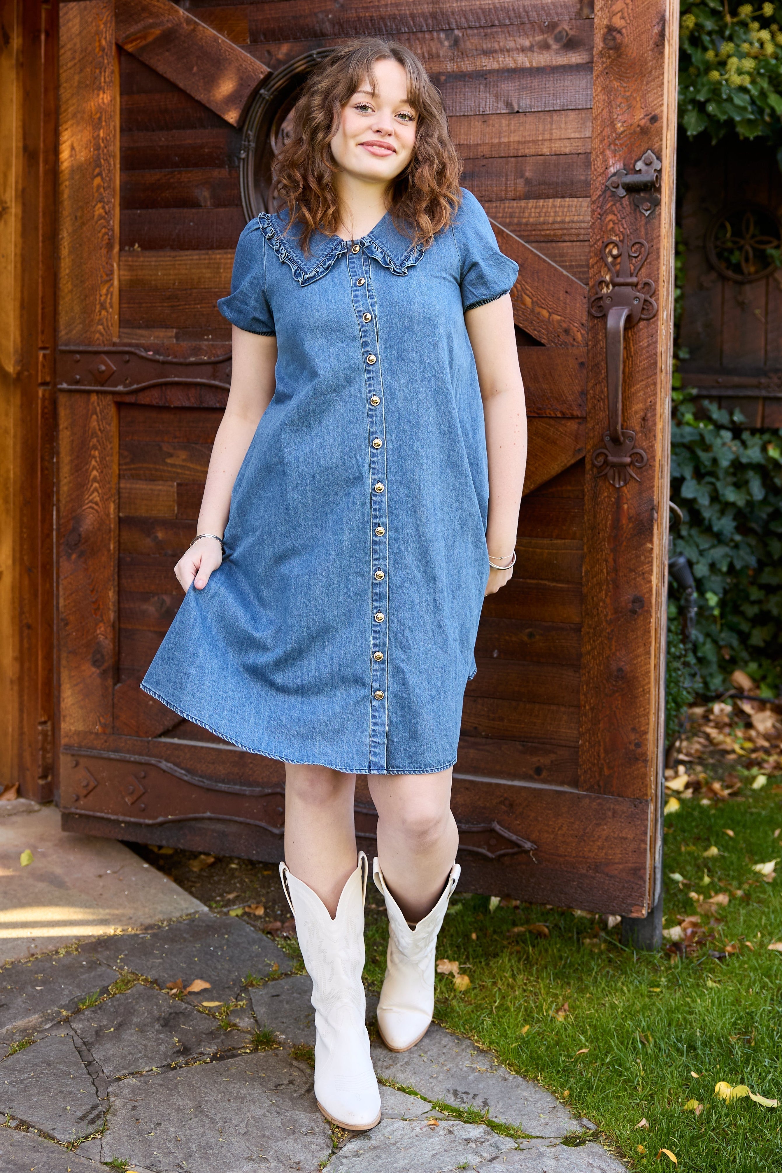 Prose Dress in Denim | Knee Length Babydoll Dress