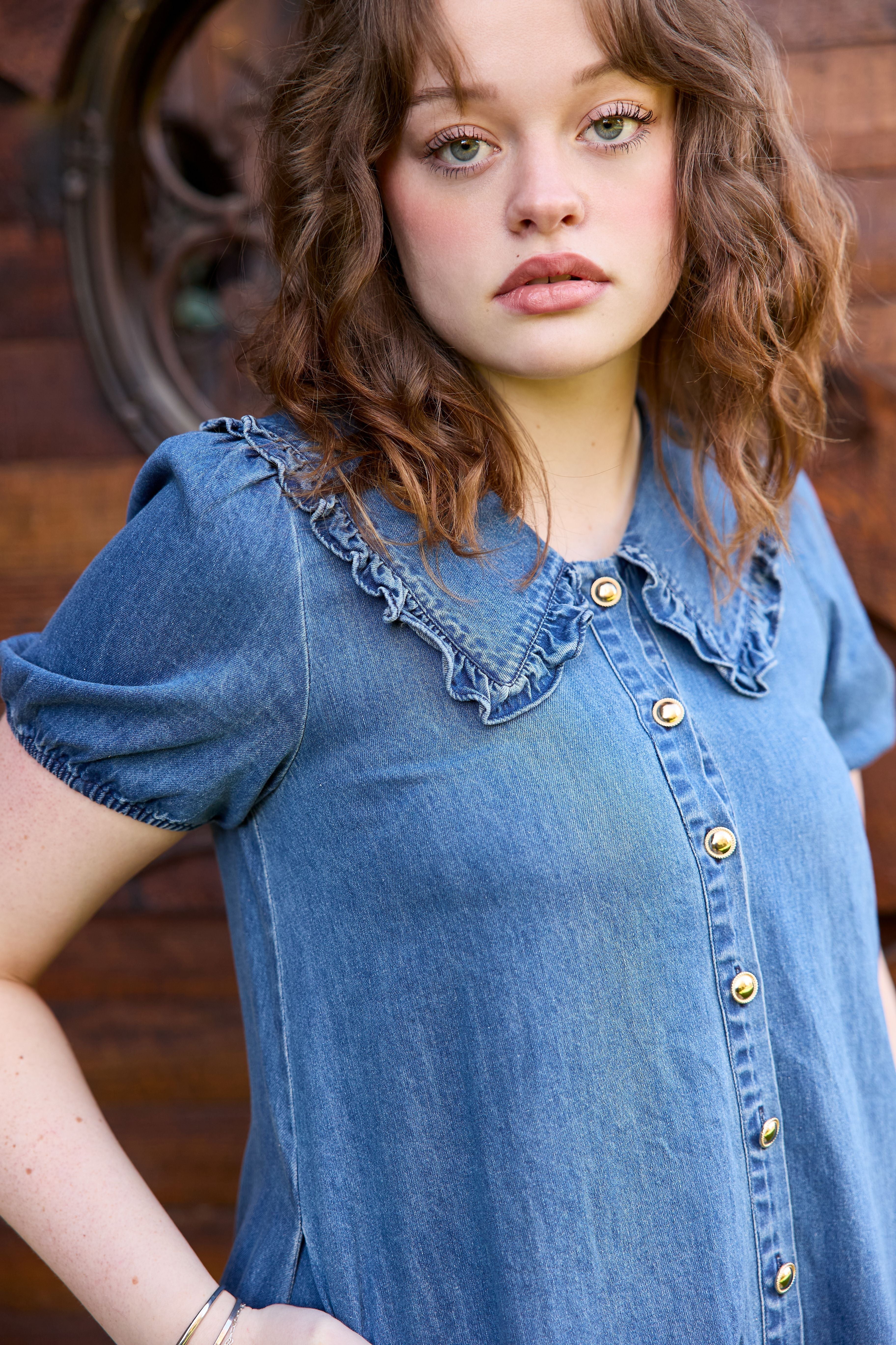 Prose Dress in Denim | Knee Length Babydoll Dress